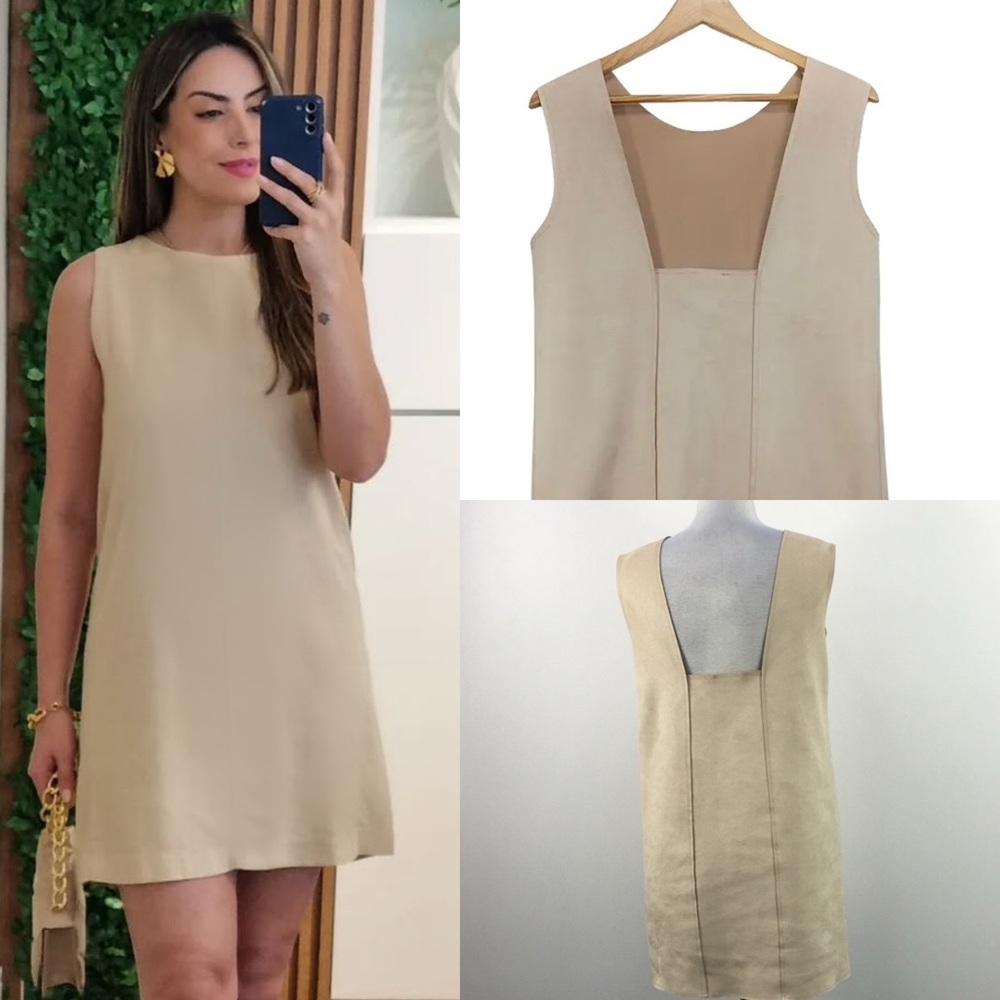 Zara Faux suede Cream Straight Fit Square Back
Mini Dress